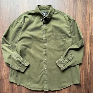 Eddie Bauer Olive Green Button-Down Shirt Men’s XXL Workwear